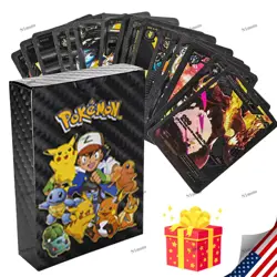 55Pcs Pokemon Card Foil Black PACK CARDS TCG GX Vmax GX Card Charizard Rare * - Image 1