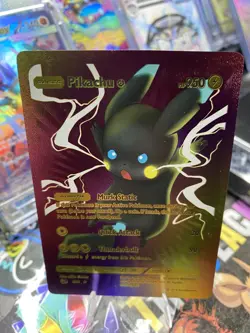 Pikachu Rainbow Foil Fan Art Collector Display Pokemon Card *FAN ART CARD* - Image 1
