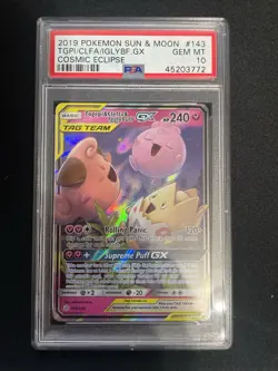2019 PSA 10 Pokemon S&M Cosmic Eclipse Togepi Cleffa Igglybuff GX 143/236 - Image 1