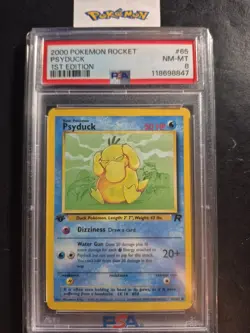 First Edition 2000 Pokemon Rocket 65/82 Psyduck PSA NM-MT 8 - Image 1