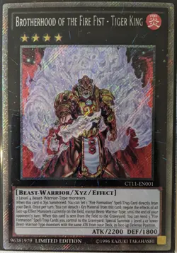YuGiOh Brotherhood of the Fire Fist - Tiger King Platinum Secret Rare CT11-EN001 - Image 1