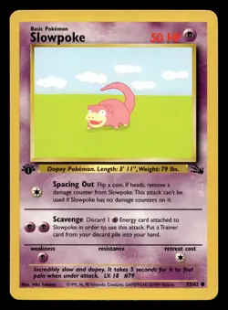 Slowpoke 55/62 Common Fossil 1st Edition WOTC Pokemon LP - Image 1