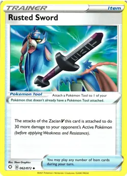 Pokemon TCG Shining Fates Rusted Sword Uncommon Trainer Card 062/072 NM - Image 1