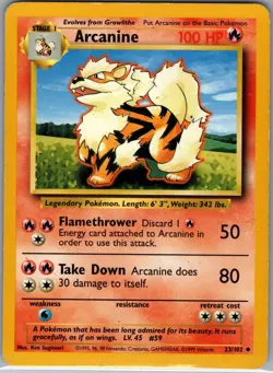 Arcanine 23/102 Non Holo Base Set - Pokemon Card - LP - Image 1