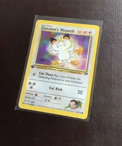 Original 1st Edition Giovanni’s Meowth Pokemon Card Gym Challenge Set NM - Image 1