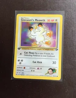 Original 1st Edition Giovanni’s Meowth Pokemon Card Gym Challenge Set NM - Image 2