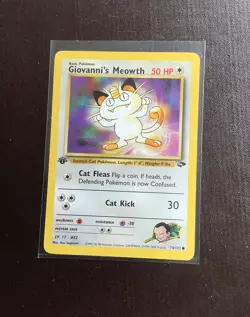 Original 1st Edition Giovanni’s Meowth Pokemon Card Gym Challenge Set NM - Image 3