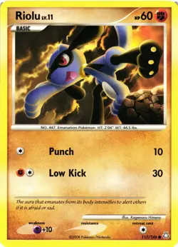 Pokemon TCG Riolu Lv.11 D&P Legends Awakened 117/146 Regular Common LP - Image 1