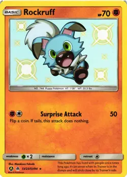 Pokemon TCG Rockruff Shiny Holo Rare Hidden Fates: Shiny Vault SV23/SV94 NM - Image 1
