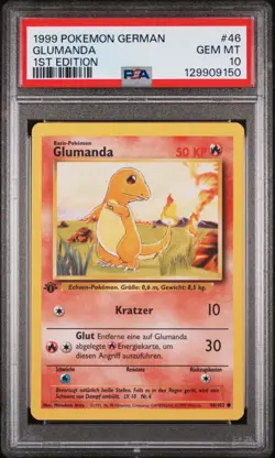 1999 Pokemon Base Set Glumanda PSA 10 Gem Mint 1.Edition #46 Deutsch - Image 2