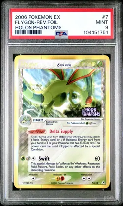 2006 POKEMON EX HOLON PHANTOMS #7 FLYGON-REVERSE FOIL PSA 9 - Image 1
