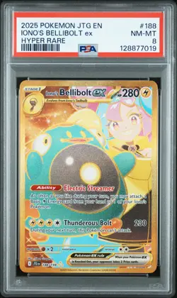 2025 POKEMON JTG EN-JOURNEY TOGETHER HYPER RARE #188 IONO'S BELLIBOLT EX PSA 8 - Image 1
