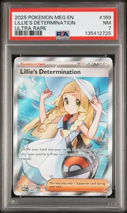 2025 POKEMON MEG EN-MEGA EVOLUTION ULTRA RARE #169 LILLIE'S DETERMINATION PSA 7 - Image 1