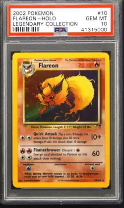 2002 POKEMON LEGENDARY COLLECTION #10 FLAREON-HOLO PSA 10 - Image 1