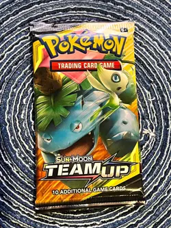 1 Pokemon TCG Sun & Moon Team Up Booster Pack - Celebi & Venusaur Art - Image 1