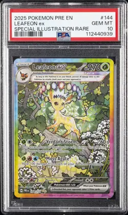 2025 POKEMON PRE EN-PRISMATIC EVOLUTIONS #144 LEAFEON EX PSA 10 - Image 1
