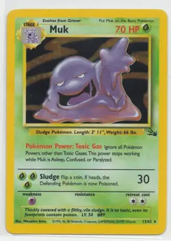 Pokemon TCG 1999 Muk 13/62 Fossil Holo Unlimited Rare - EX-NM or better - Image 1