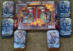 6x One Piece Tin Pack Set Vol 2 TS-02 OP-13 & 1x Illustration box Vol 5 Sealed - Image 1