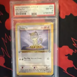 Pokemon TCG Meowth 56/64 Jungle 1st Edition Regular PSA 8 (1999) - Image 1