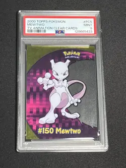 2000 Topps Pokemon Mewtwo PC5 TV Animation Clear Card PSA 9 MINT - Image 1