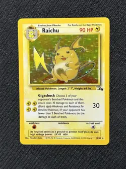 NM Raichu 14/62 Fossil Holo Rare Pokemon Card - Image 1