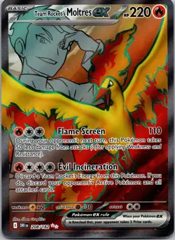 Team Rocket's Moltres ex 208/182 Destined Rivals Holo Full Art Pokemon Card - Image 1