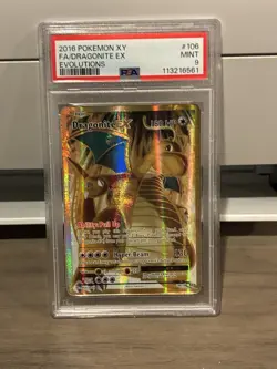 Pokemon XY Evolutions 2016 Dragonite EX PSA 9 Full Art FA Gem Mint #106/108 - Image 1