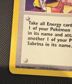 Pokemon TCG WOTC Sabrina Trainer Gym Challenge Holo Card 20/132 - Image 3
