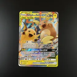 Raichu & Alolan Raichu GX 54/236 Pokemon Unified Minds Holo Full Art Card - Image 1