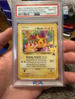 Birthday Pikachu Holo 24 Celebrations Classic Collection Pokemon PSA 10 *072 - Image 1
