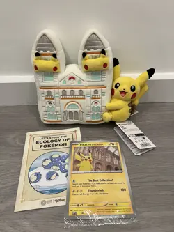 Pokemon x Natural History Museum - Pikachu Jumbo Promo Card and Plush - Image 1