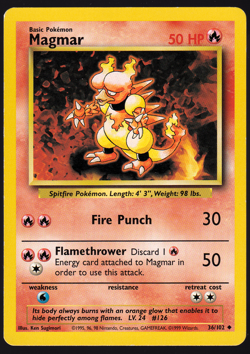 Magmar 36/102 Base Set Pokemon TCG Card LP - Image 1