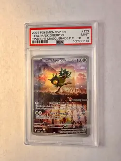 2024 POKEMONTWILIGHT MASQUERADE POKEMON CENTER ETB #123 TEAL MASK OGERPON PSA 9 - Image 1
