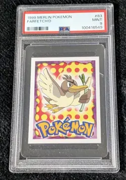 1999 Topps Merlin Pokemon Sticker #83 Farfetch'd PSA 9 Mint - Image 1