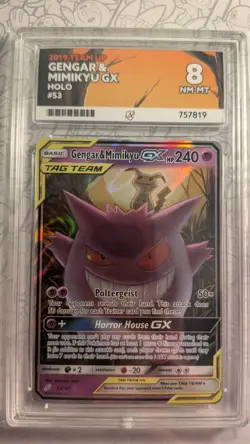 Pokemon TCG Gengar & Mimikyu GX 53/181 Sun Moon Team Up Card Ultra Rare - Ace 8 - Image 1