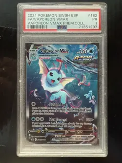 Pokemon Vaporeon VMAX Premium Coll. Full Alt Art Promo SWSH182 Black Star PSA 1 - Image 1
