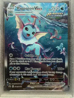 Pokemon Vaporeon VMAX Premium Coll. Full Alt Art Promo SWSH182 Black Star PSA 1 - Image 2