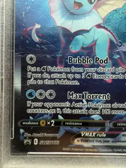 Pokemon Vaporeon VMAX Premium Coll. Full Alt Art Promo SWSH182 Black Star PSA 1 - Image 5