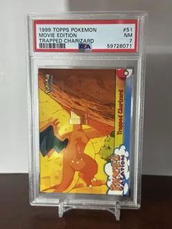 1999 Topps Pokemon the Movie EDT 51 Trapped Charizard Movie Edition PSA 7 - Image 1