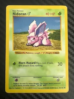 Pokemon TCG Shadowless Nidoran Base Set 55/102 HP - Image 1