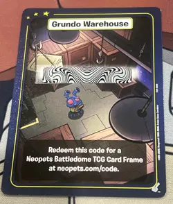 Neopets Battledome TCG Card Frame Grundo Warehouse Code - Image 1