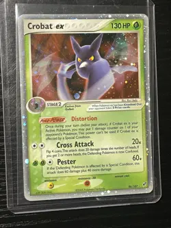 Pokemon TCG card Crobat EX Deoxys 96/107 SWIRL Holo Rare Mod Play/LP - Image 1