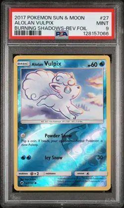 2017 POKEMON SUN & MOON BURNING SHADOWS #27 ALOLAN VULPIX-REVERSE FOIL PSA 9 - Image 1