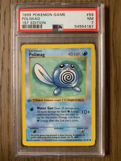 PSA 7 - Pokemon POLIWAG - 1st EDITION Shadowless Base Set - 59/102 - Grey Stamp - Image 1