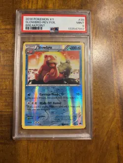 Low Pop PSA 9 Slowbro Reverse Holo XY Breakpoint 20/122 Pokemon - Image 1