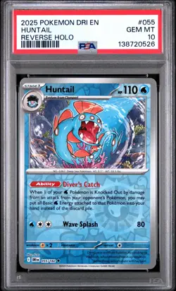 2025 POKEMON DRI EN-DESTINED RIVALS REVERSE HOLO #055 HUNTAIL PSA 10 - Image 1