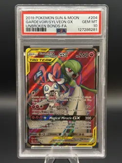 GARDEVOIR & SYLVEON GX 2019 Pokemon #204/214 PSA 10 GEM-MINT Unbroken Bonds FA - Image 1