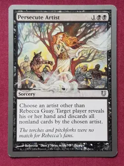 Magic The Gathering UNHINGED PERSECUTE ARTIST black card MTG - Image 1