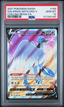 2021 POKEMON SWORD & SHIELD CHILLING REIGN FULL ART/GALARIAN ARTICUNO V PSA 10 - Image 1