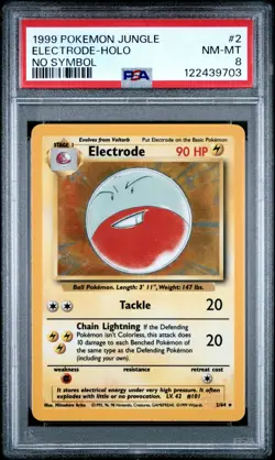 1999 POKEMON JUNGLE NO SYMBOL #2 ELECTRODE-HOLO PSA 8 - Image 1